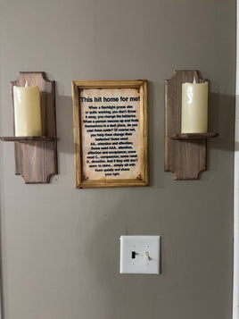 Stained Wooden Candle Sconce Set of Two