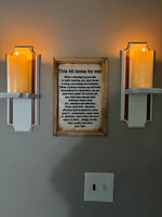 White Wooden Candle Sconce with Inlay Set of Two